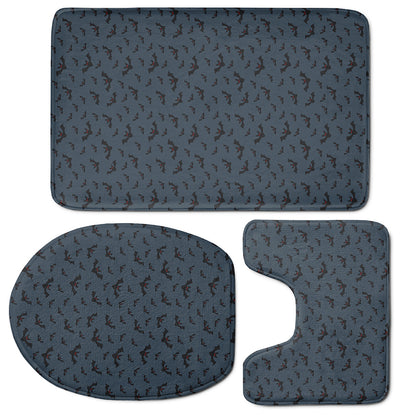 Halloween Vampire Bat Pattern Print 3 Piece Bath Mat Set