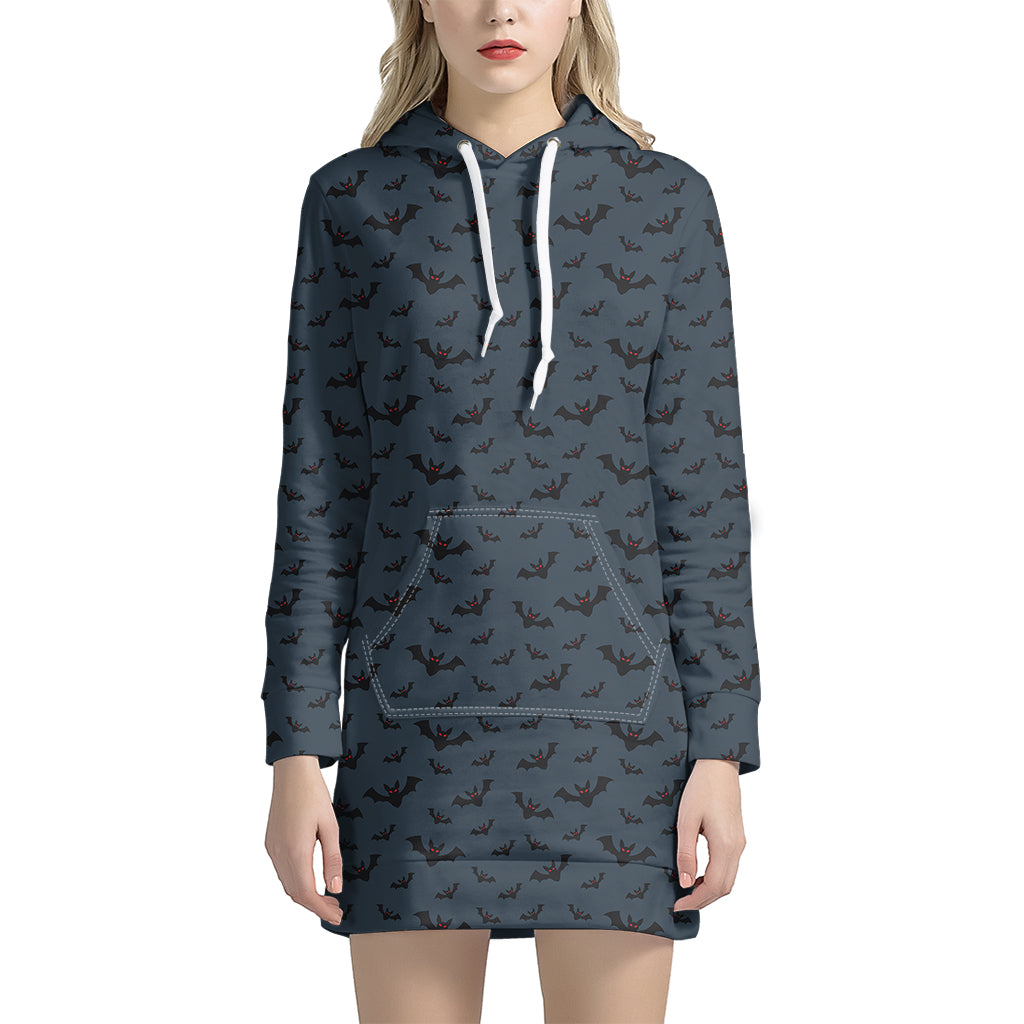 Halloween Vampire Bat Pattern Print Hoodie Dress