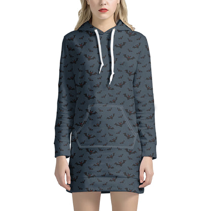 Halloween Vampire Bat Pattern Print Hoodie Dress