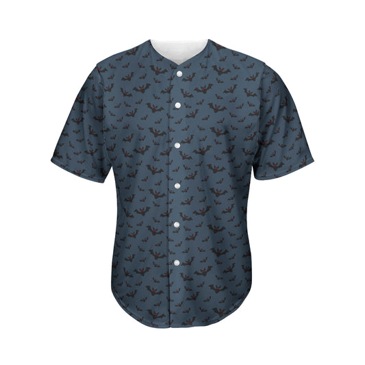 Halloween Vampire Bat Pattern Print Men's Baseball Jersey