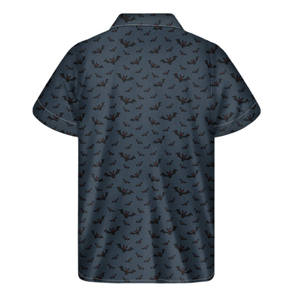 Halloween Vampire Bat Pattern Print Men's Short Sleeve Shirt