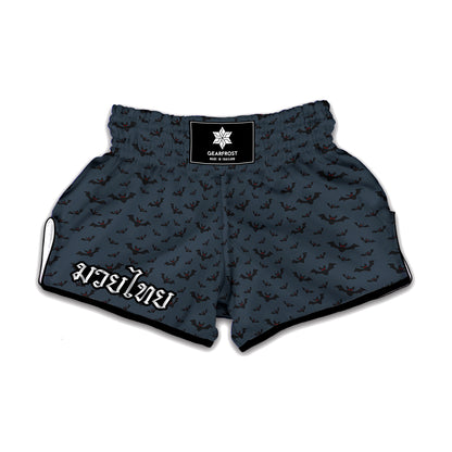 Halloween Vampire Bat Pattern Print Muay Thai Boxing Shorts