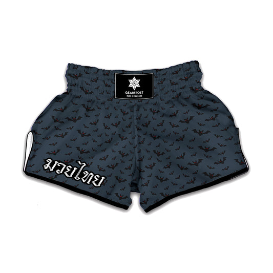 Halloween Vampire Bat Pattern Print Muay Thai Boxing Shorts