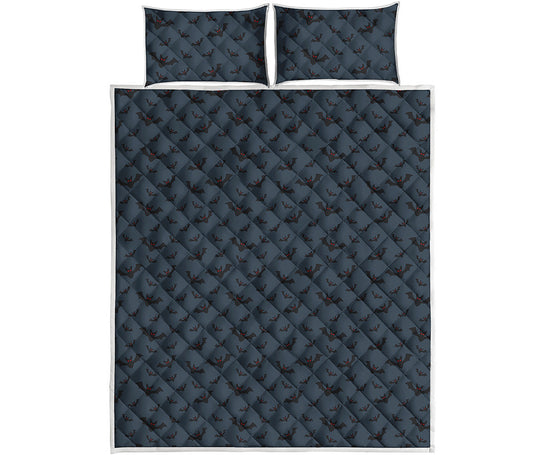Halloween Vampire Bat Pattern Print Quilt Bed Set
