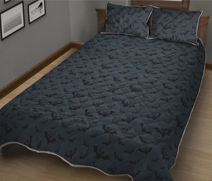 Halloween Vampire Bat Pattern Print Quilt Bed Set