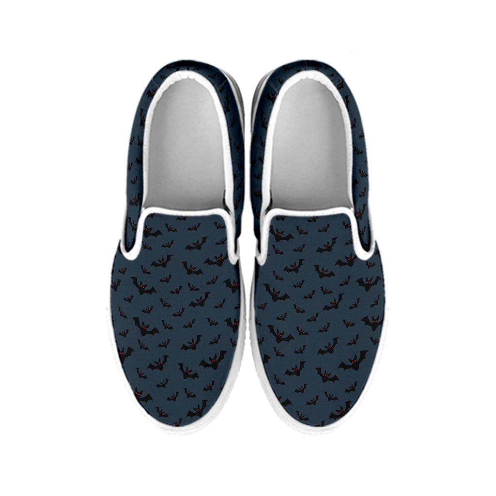 Halloween Vampire Bat Pattern Print White Slip On Shoes