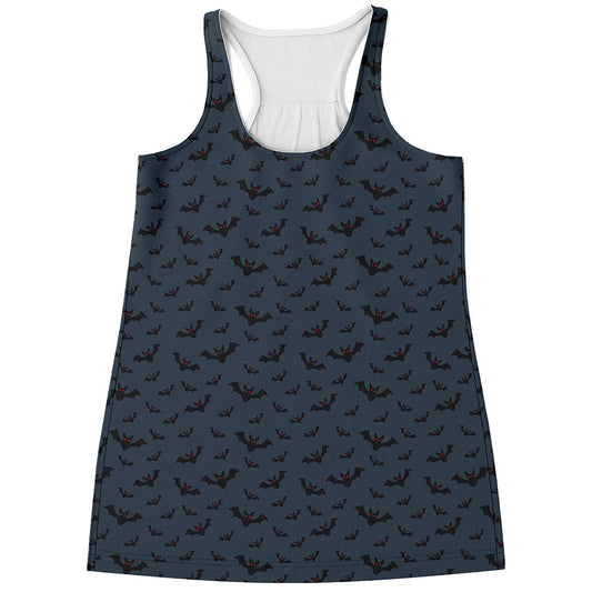 Halloween Vampire Bat Pattern Print Women's Racerback Tank Top