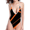 Halloween Vampire Coffin Print High Cut One Piece Swimsuit