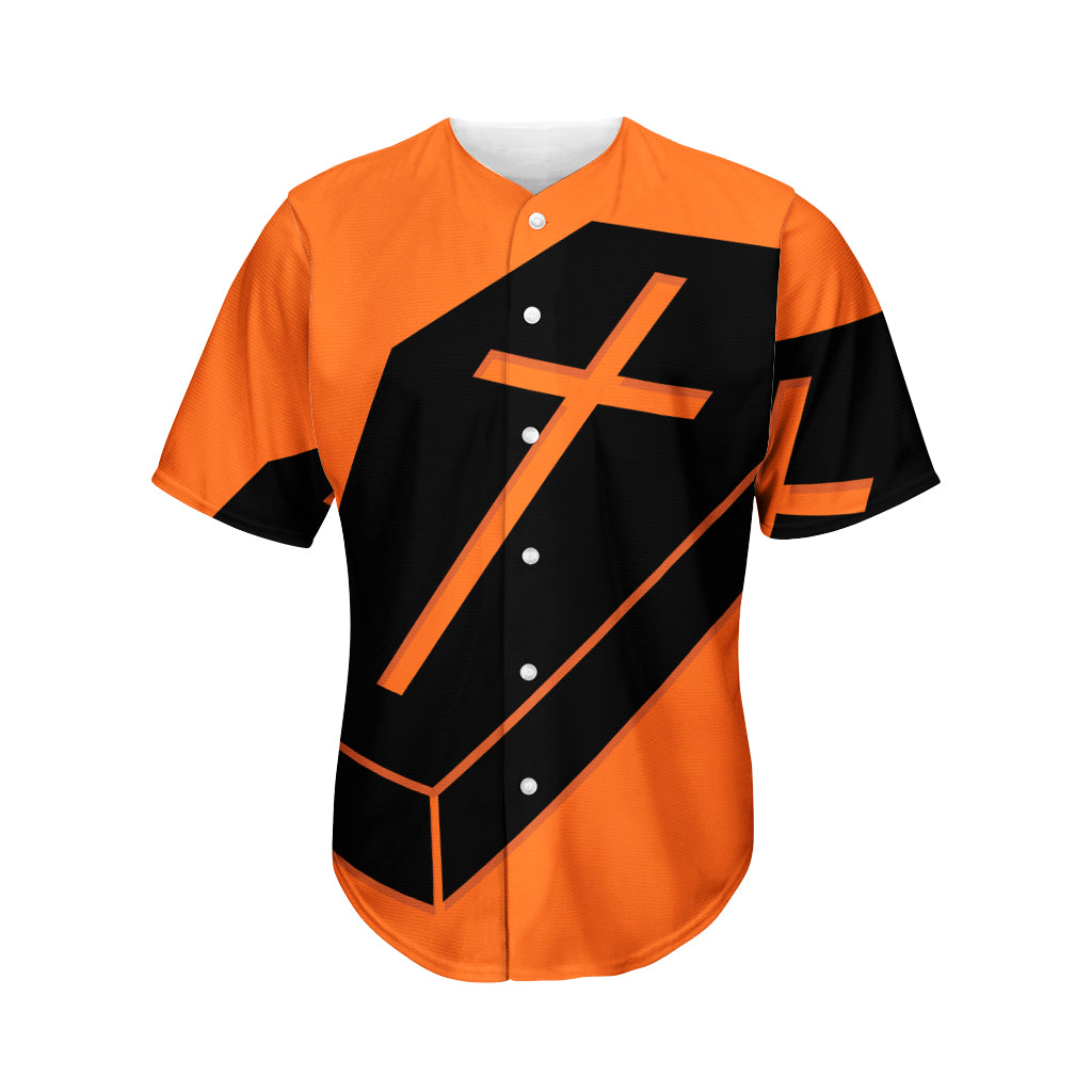Halloween Vampire Coffin Print Men's Baseball Jersey