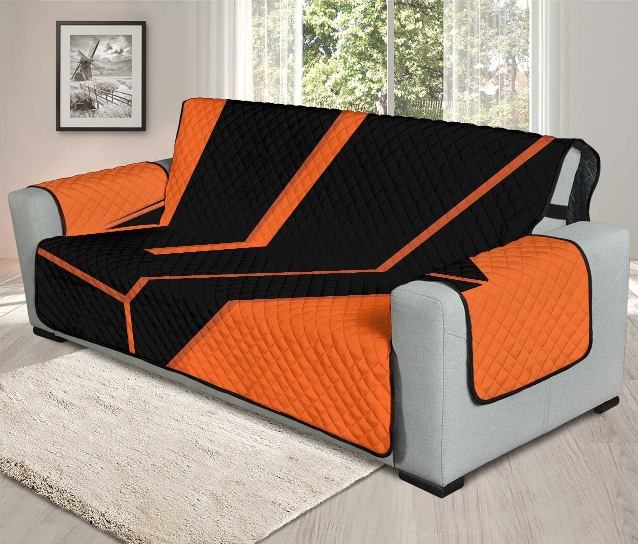 Halloween Vampire Coffin Print Oversized Sofa Protector