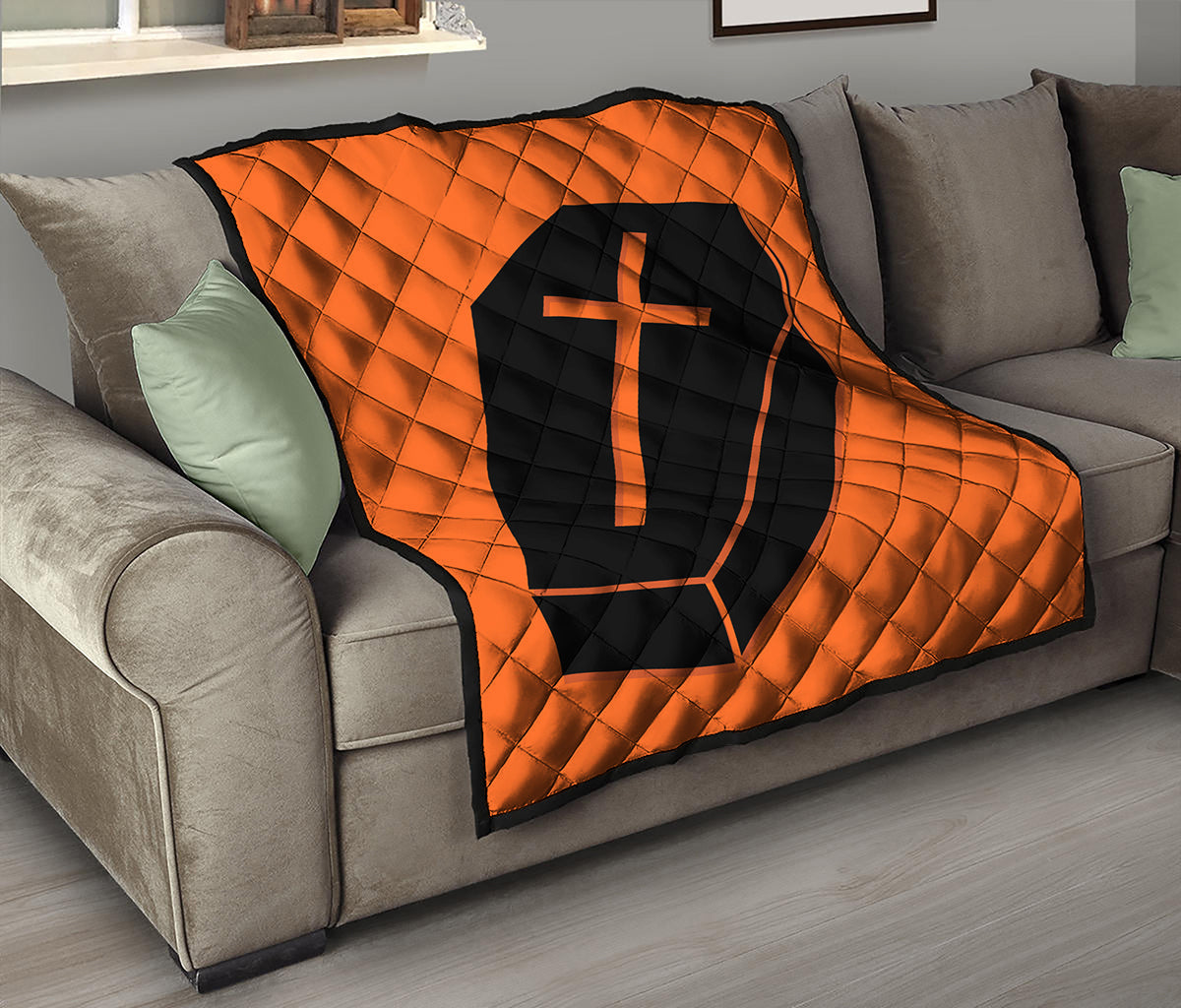 Halloween Vampire Coffin Print Quilt