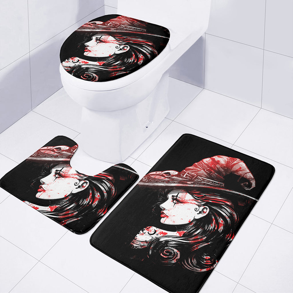Halloween Vampire Girl Print 3 Piece Bath Mat Set