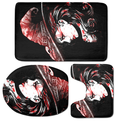 Halloween Vampire Girl Print 3 Piece Bath Mat Set