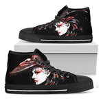 Halloween Vampire Girl Print Black High Top Shoes