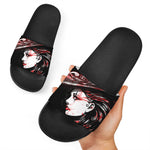 Halloween Vampire Girl Print Black Slide Sandals