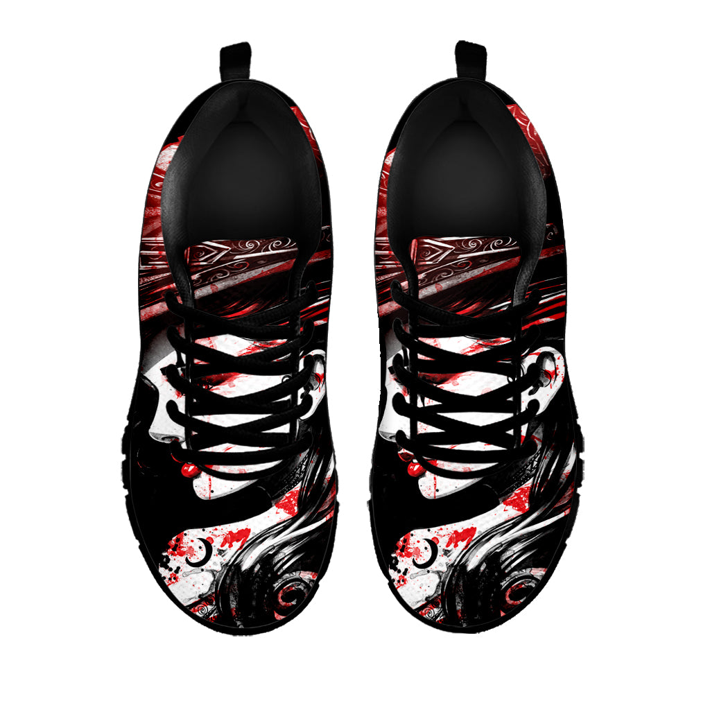 Halloween Vampire Girl Print Black Sneakers