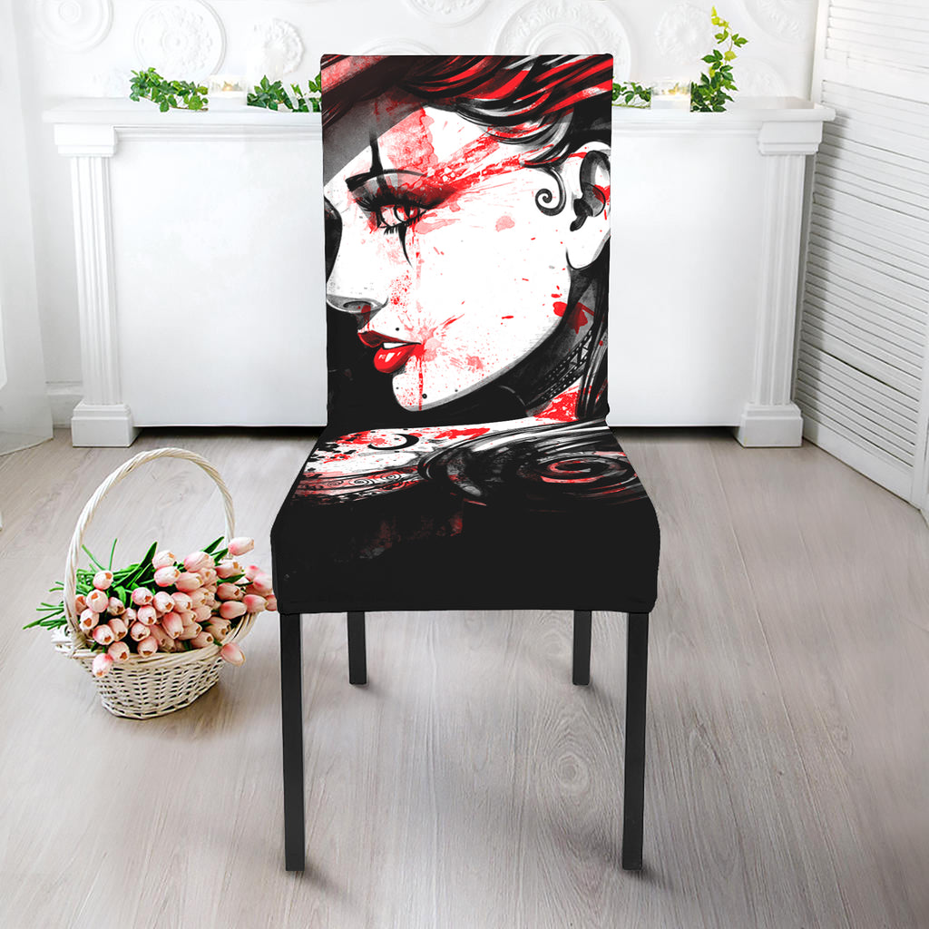 Halloween Vampire Girl Print Dining Chair Slipcover