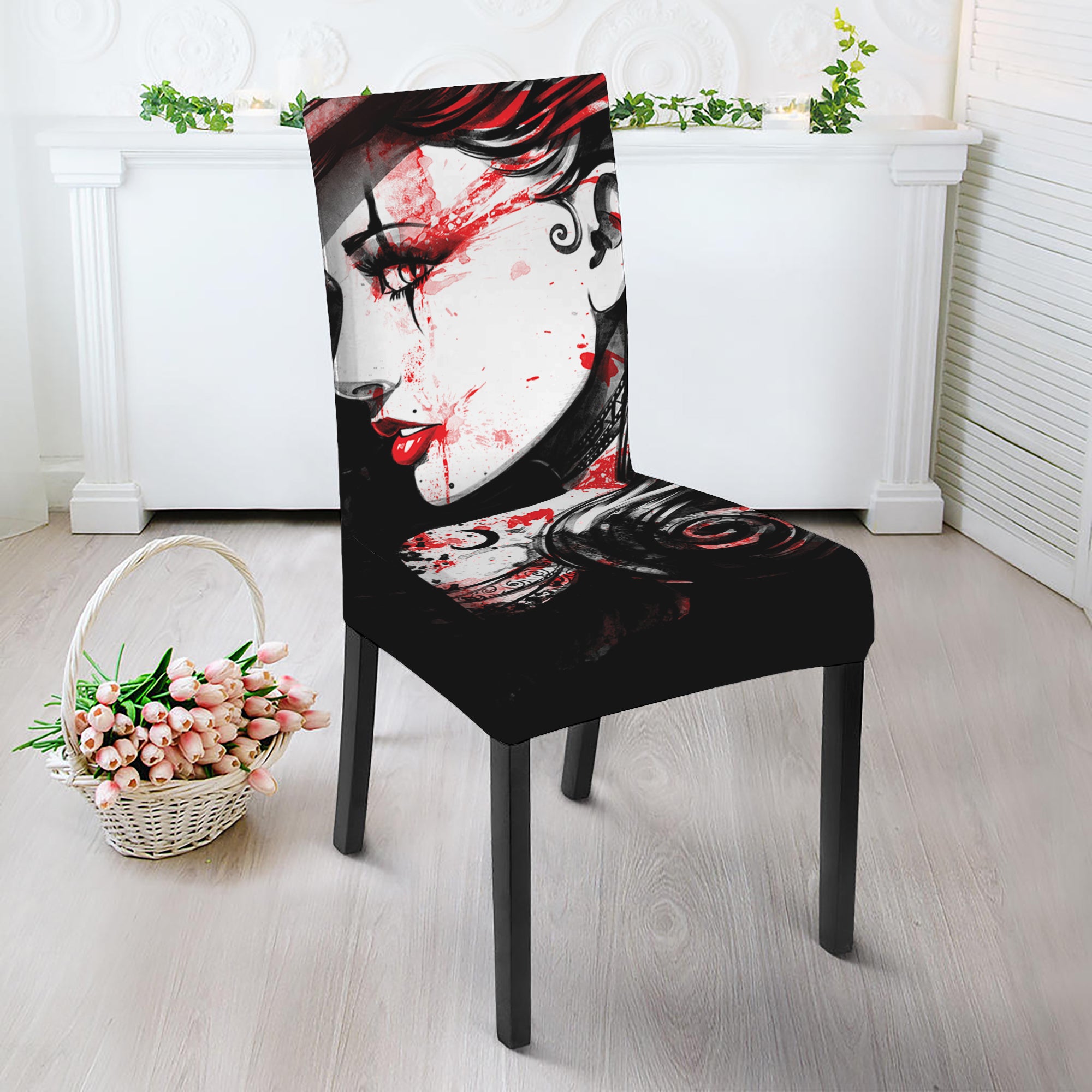 Halloween Vampire Girl Print Dining Chair Slipcover