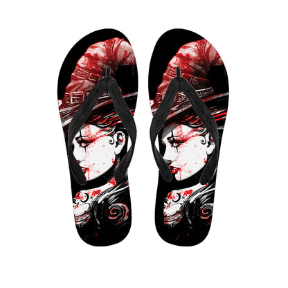 Halloween Vampire Girl Print Flip Flops