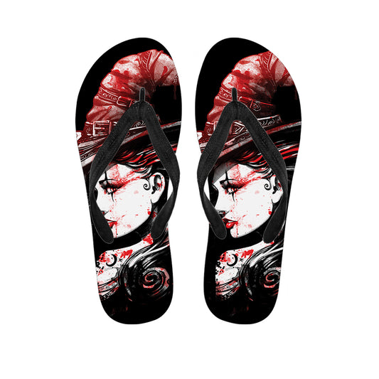 Halloween Vampire Girl Print Flip Flops