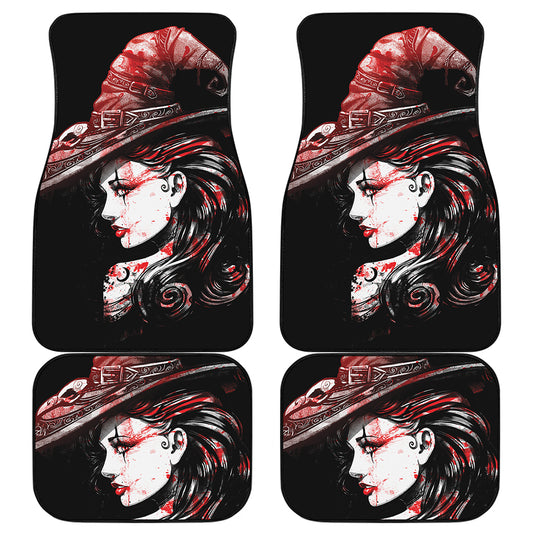 Halloween Vampire Girl Print Front and Back Car Floor Mats