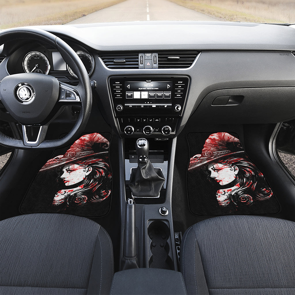 Halloween Vampire Girl Print Front and Back Car Floor Mats