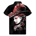 Halloween Vampire Girl Print Men's Short Sleeve Shirt