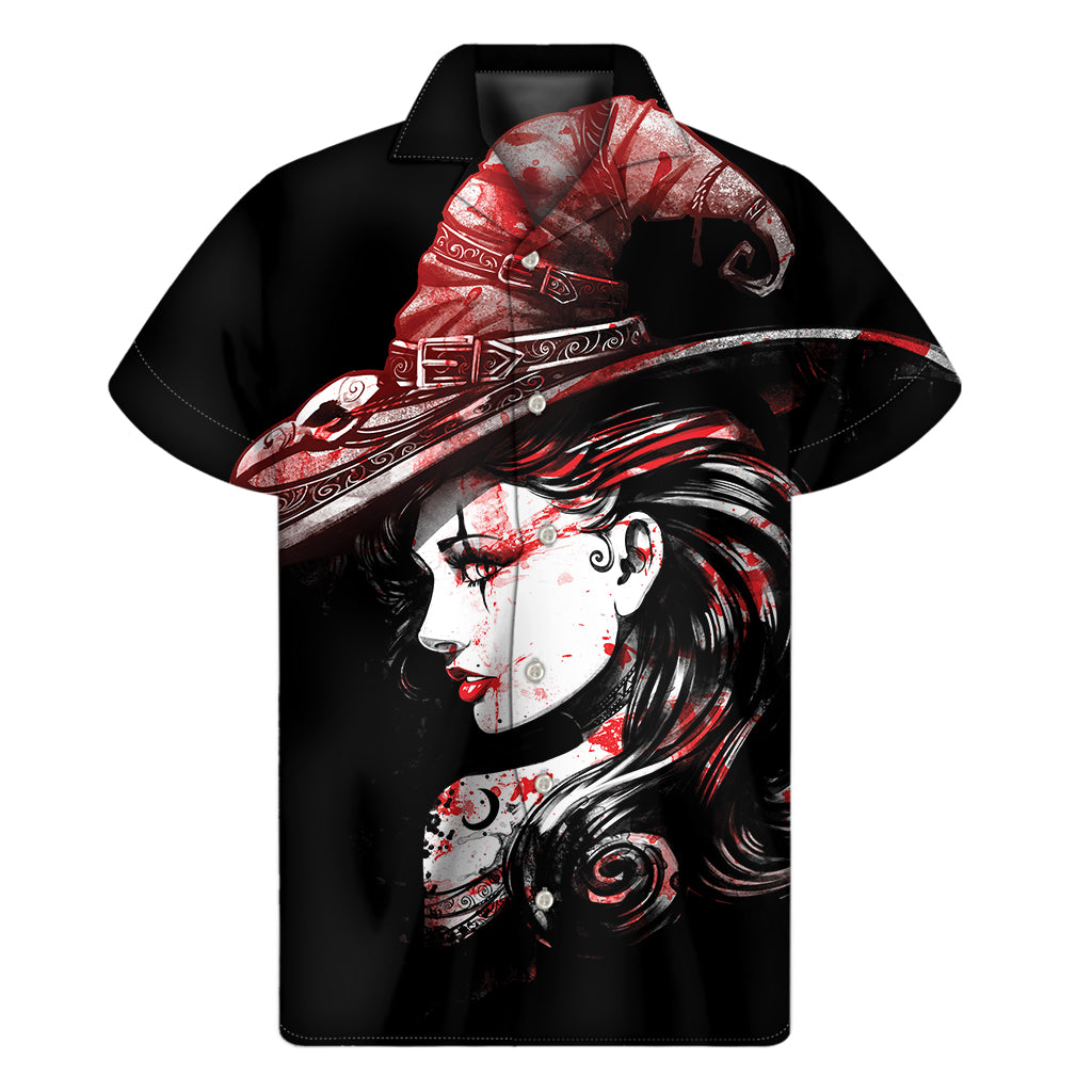 Halloween Vampire Girl Print Men's Short Sleeve Shirt