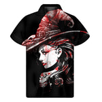 Halloween Vampire Girl Print Men's Short Sleeve Shirt