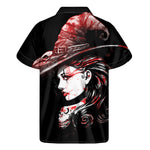 Halloween Vampire Girl Print Men's Short Sleeve Shirt