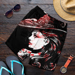 Halloween Vampire Girl Print Men's Shorts