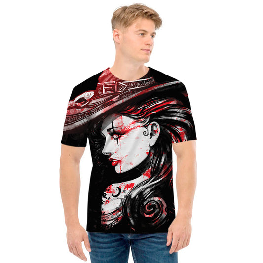 Halloween Vampire Girl Print Men's T-Shirt