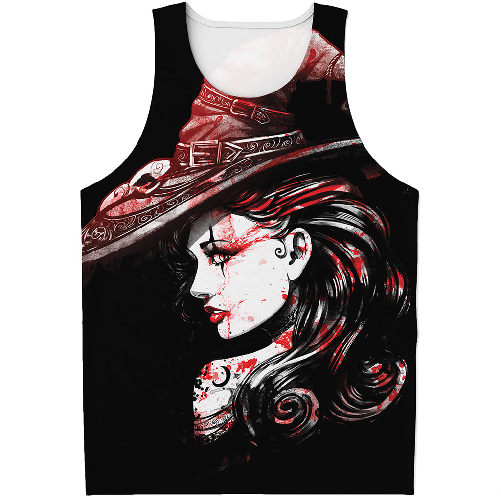 Halloween Vampire Girl Print Men's Tank Top