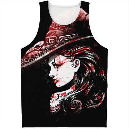 Halloween Vampire Girl Print Men's Tank Top