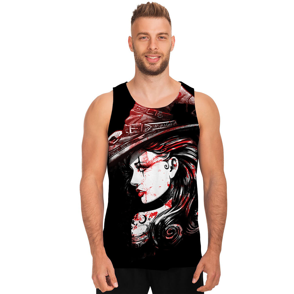 Halloween Vampire Girl Print Men's Tank Top