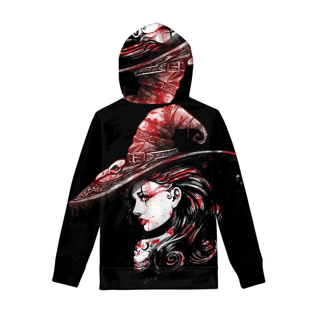 Halloween Vampire Girl Print Pullover Hoodie