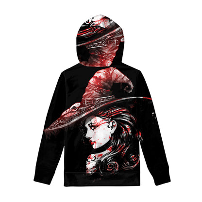 Halloween Vampire Girl Print Pullover Hoodie