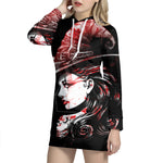 Halloween Vampire Girl Print Pullover Hoodie Dress