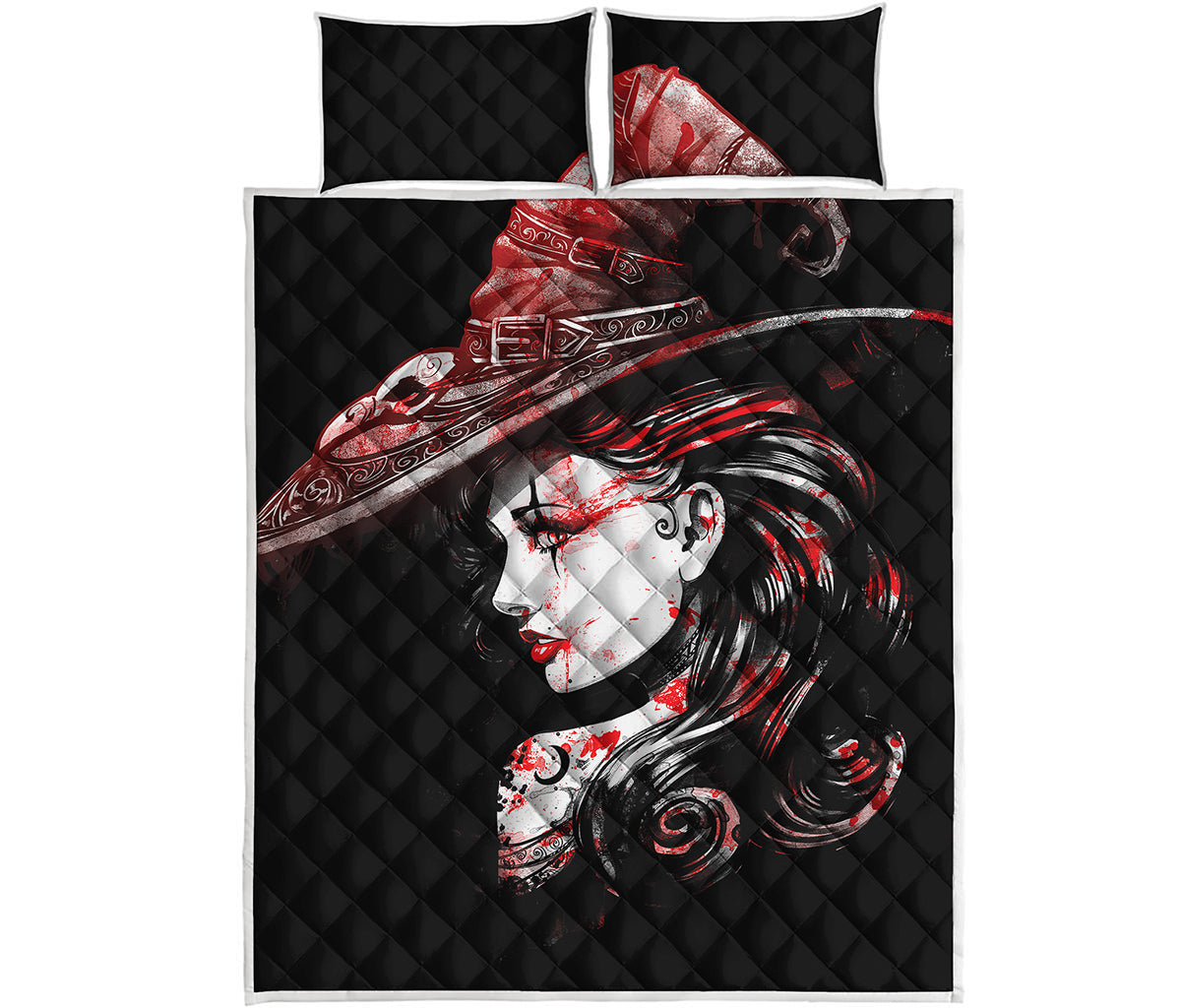 Halloween Vampire Girl Print Quilt Bed Set
