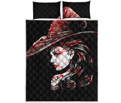 Halloween Vampire Girl Print Quilt Bed Set