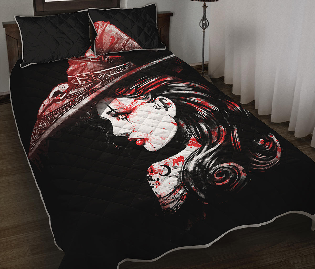 Halloween Vampire Girl Print Quilt Bed Set