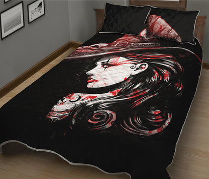 Halloween Vampire Girl Print Quilt Bed Set