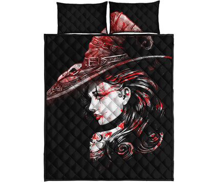 Halloween Vampire Girl Print Quilt Bed Set