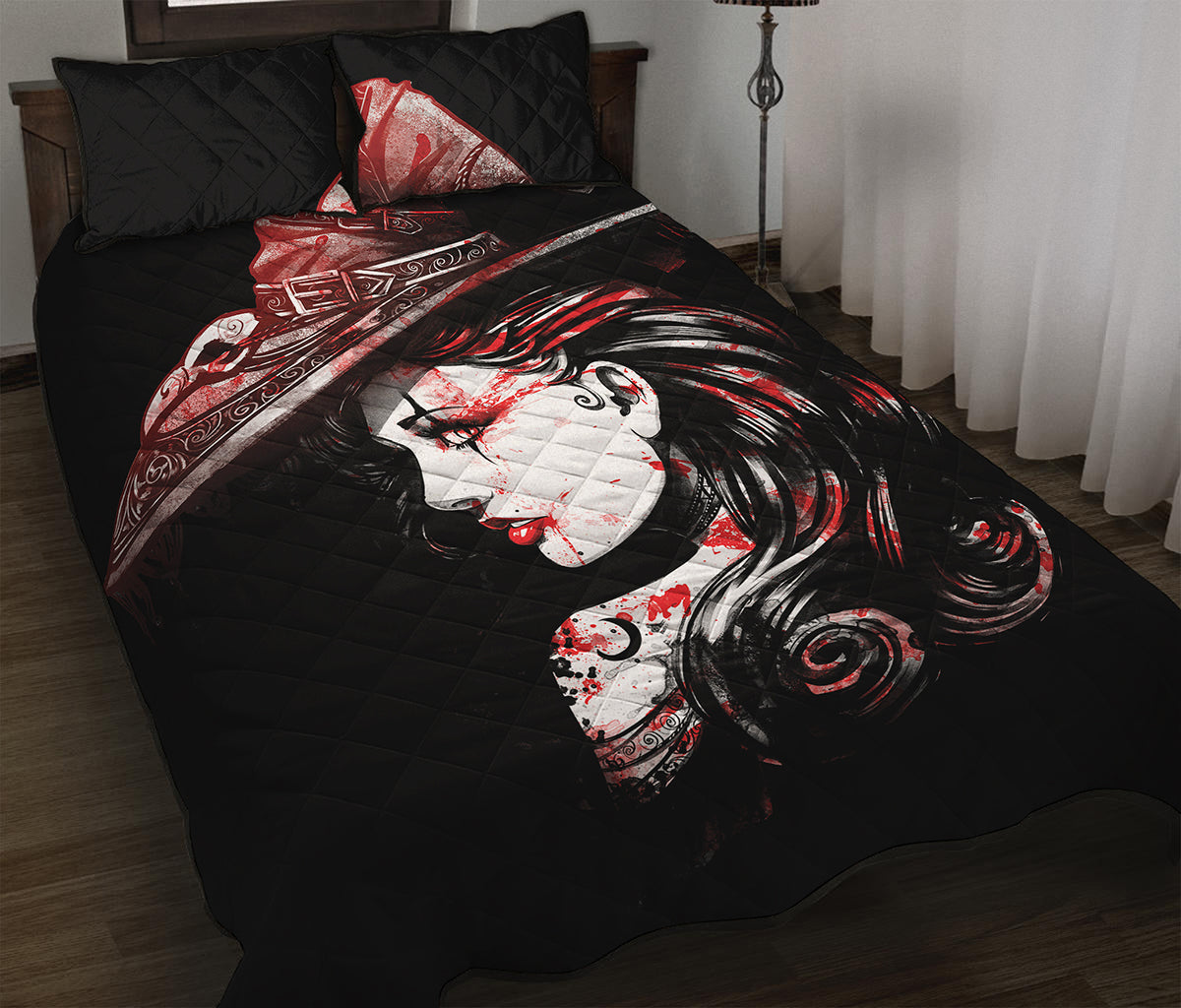 Halloween Vampire Girl Print Quilt Bed Set