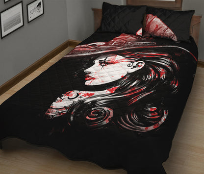 Halloween Vampire Girl Print Quilt Bed Set