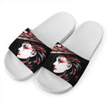 Halloween Vampire Girl Print White Slide Sandals