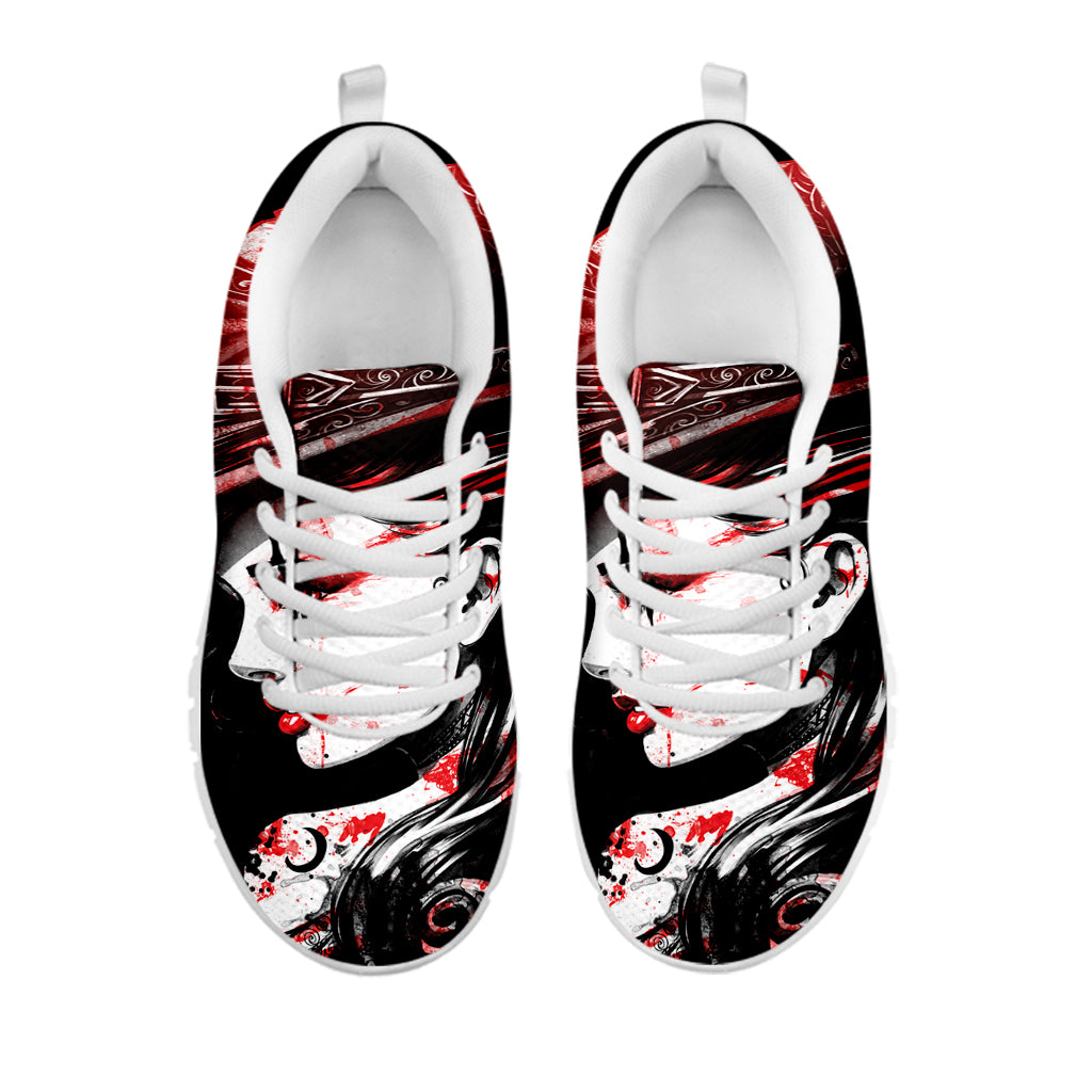 Halloween Vampire Girl Print White Sneakers