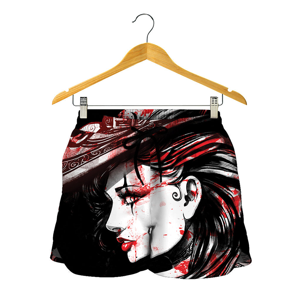 Halloween Vampire Girl Print Women's Shorts