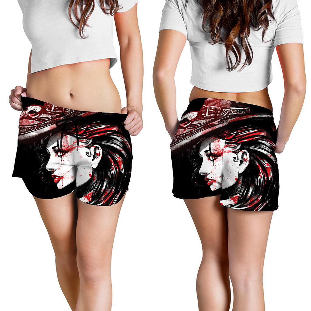 Halloween Vampire Girl Print Women's Shorts