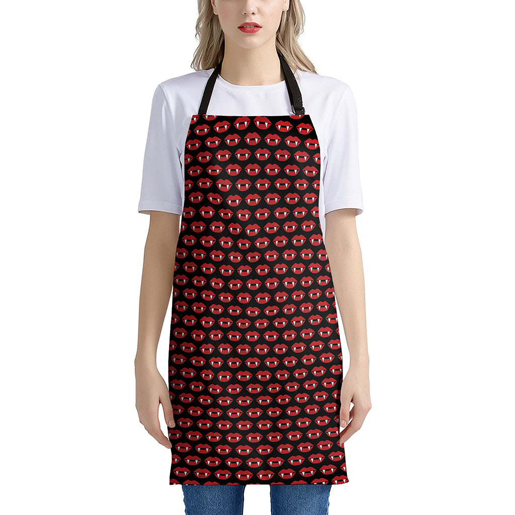 Halloween Vampire Lips Pattern Print Apron